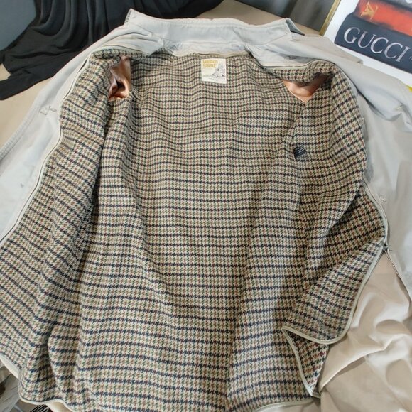 London Towne Beige Trench Coat Jacket Size 6 Vintage Plaid Liner Belt Scarf - Picture 7 of 11